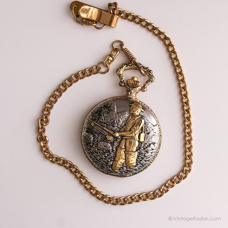 Vintage Fisherman Pocket Watch | Fishing Gift Watch for Men