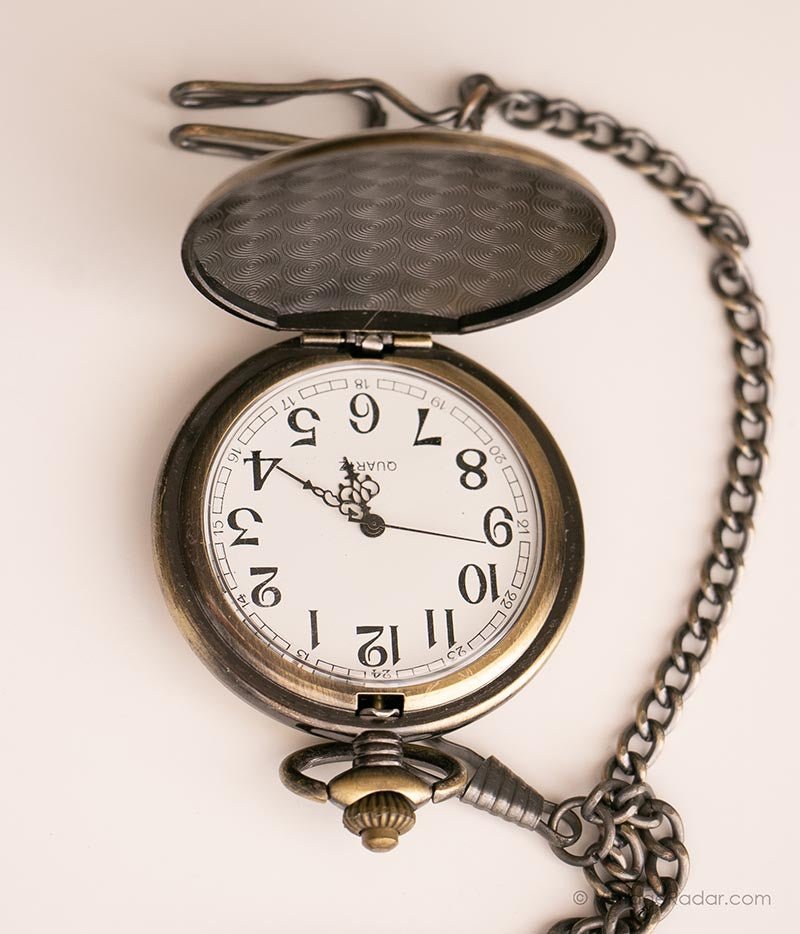 Vintage Gold-tone Dragon Pocket Watch | Intricate Floral Vest Watch - Image 6