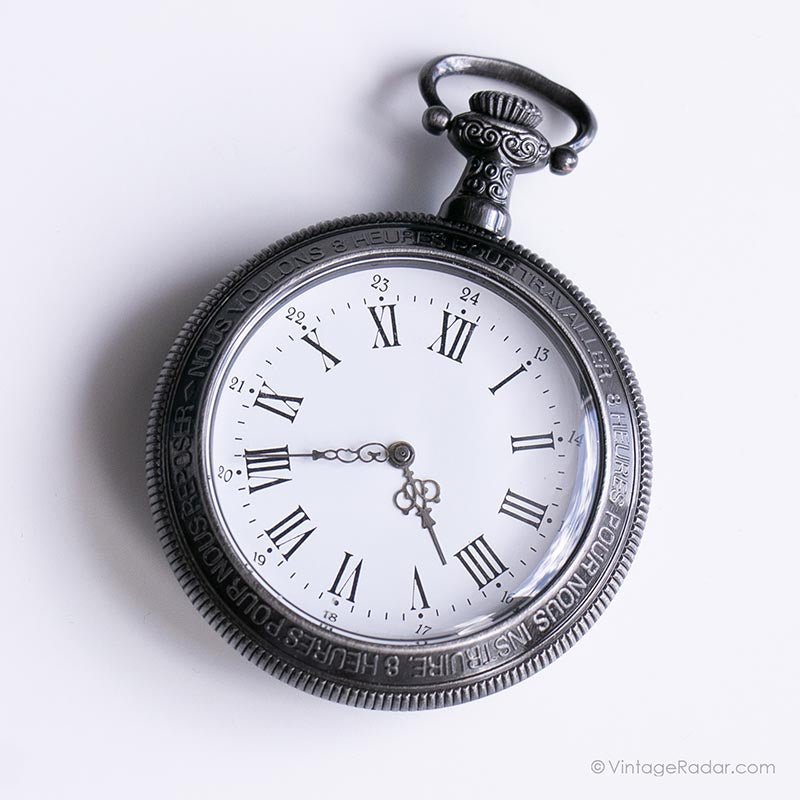 Vintage Luxury French Pocket Watch | Gunmetal Pocket Watch - Image 3