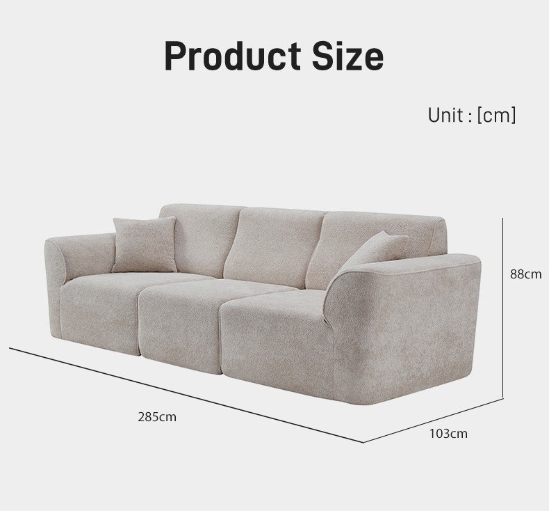 S280 Modern Italian Minimalist 3 Seater Fabric Sofa Designer Modular Living Room Couch Vacuum Compressed Space Saving Furniture