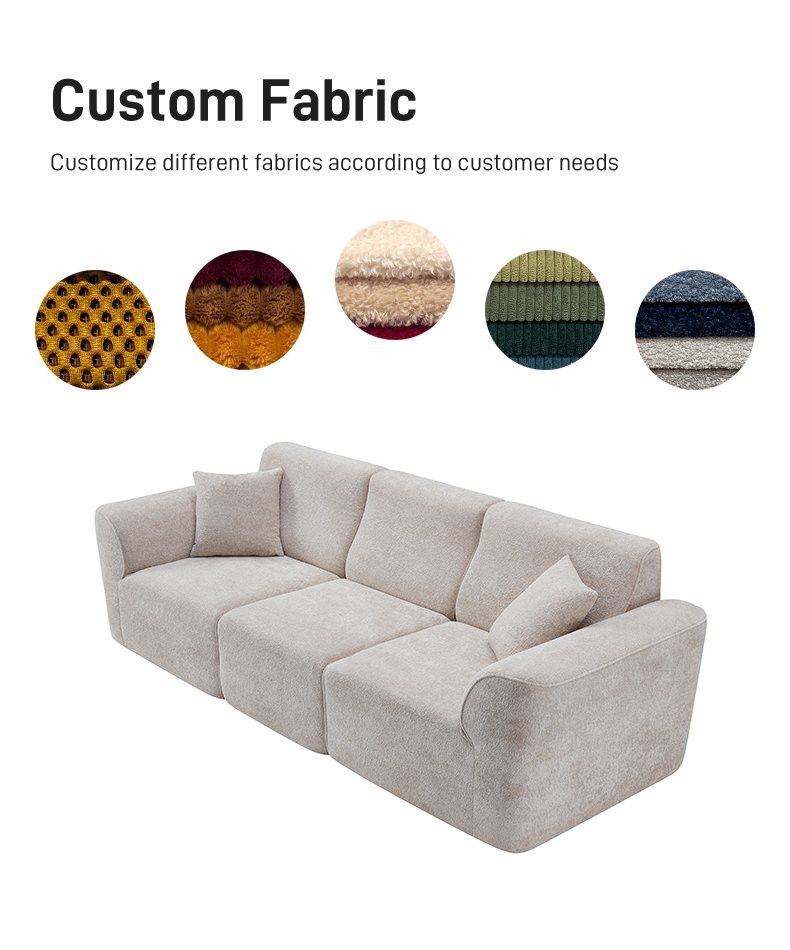 S280 Modern Italian Minimalist 3 Seater Fabric Sofa Designer Modular Living Room Couch Vacuum Compressed Space Saving Furniture