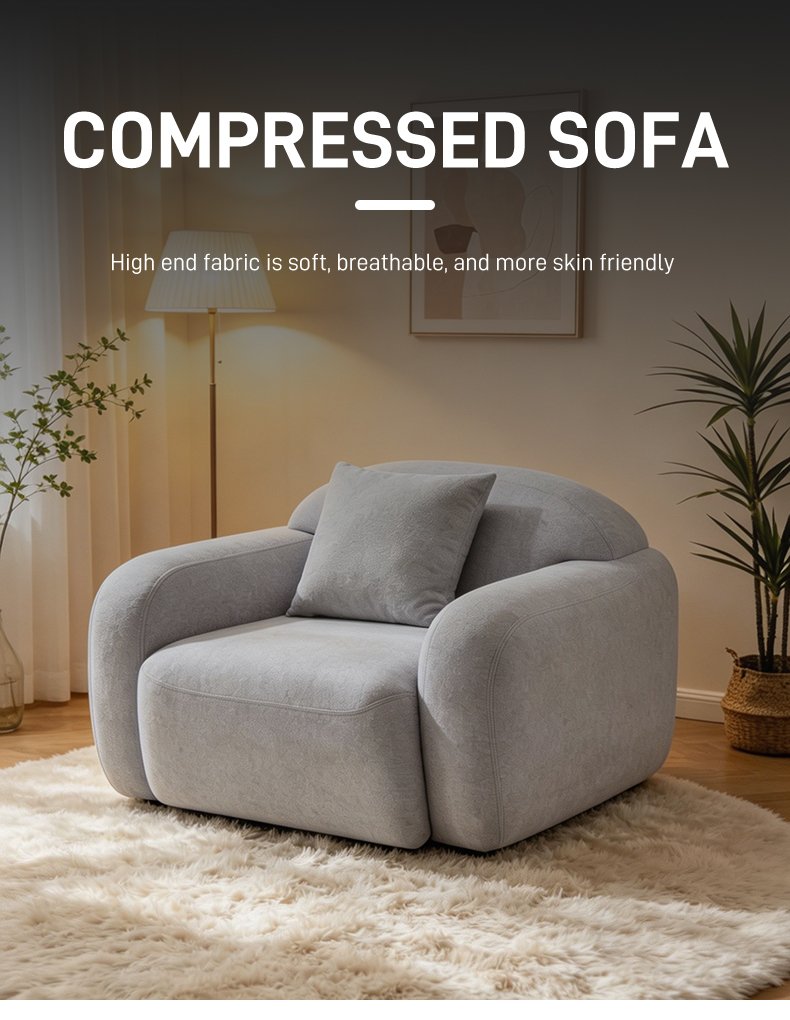 S273-1 Modern Italian Designer Fabric Armchair Curved Embrace Lounge Chair with Ottoman Vacuum Packed High Density Foam Seating