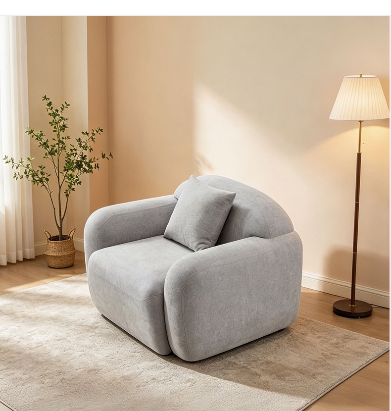 S273-1 Modern Italian Designer Fabric Armchair Curved Embrace Lounge Chair with Ottoman Vacuum Packed High Density Foam Seating