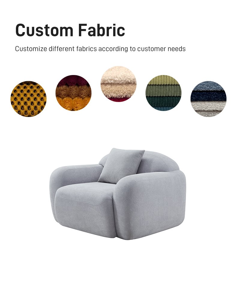 S273-1 Modern Italian Designer Fabric Armchair Curved Embrace Lounge Chair with Ottoman Vacuum Packed High Density Foam Seating