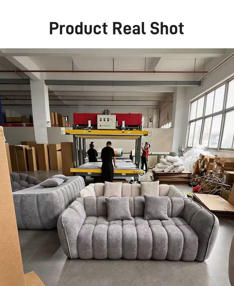 S271 Modern Italian Designer Modular Fabric Sofa Green Sectional Couch with Round Pillows Vacuum Compressed Space Saving Furniture