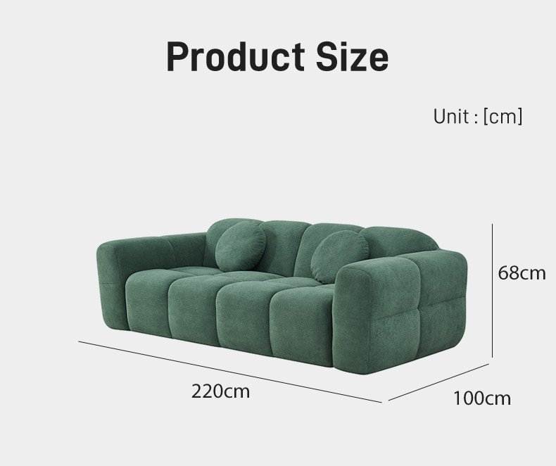 S271 Modern Italian Designer Modular Fabric Sofa Green Sectional Couch with Round Pillows Vacuum Compressed Space Saving Furniture