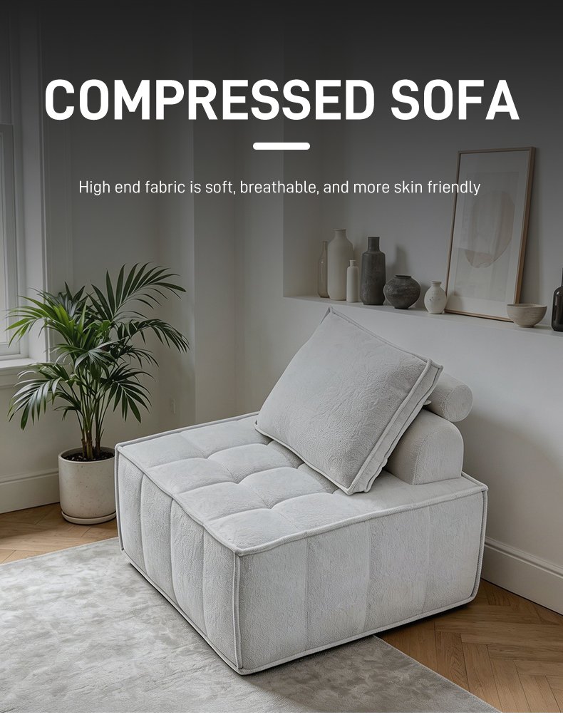 S261 Modern Single Seat Fabric Sofa Chair Buckle Module Leisure Chair Living Room Vacuum Compression Saves Space Furniture