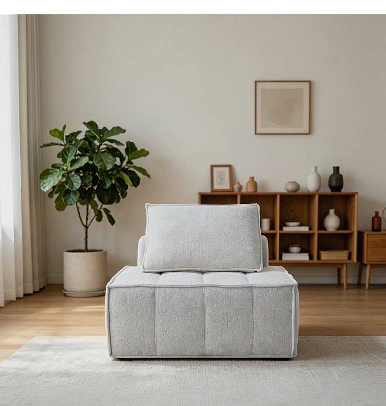 S261 Modern Single Seat Fabric Sofa Chair Buckle Module Leisure Chair Living Room Vacuum Compression Saves Space Furniture