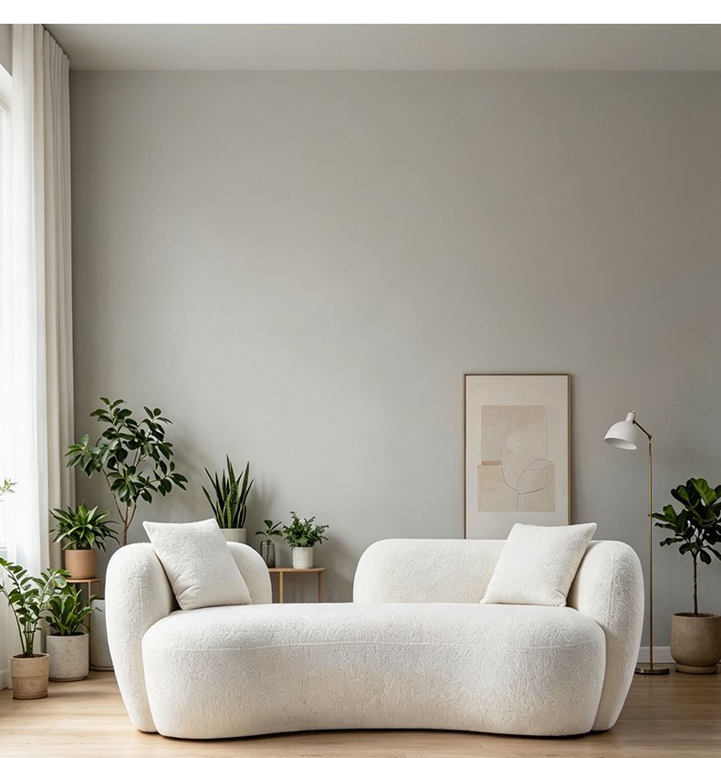 S275 Modern Italian Designer Curved Fabric Sofa High Density Foam Vacuum Compressed Space Saving Living Room Couch Set