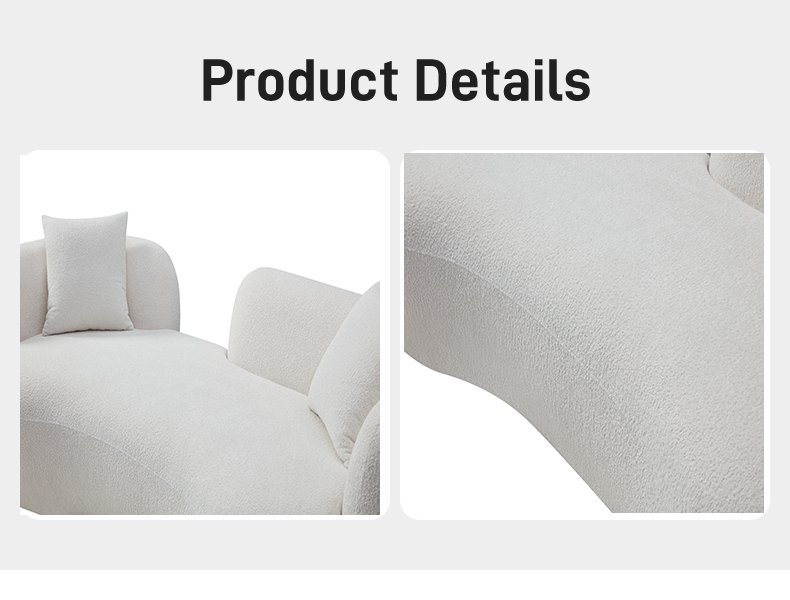S275 Modern Italian Designer Curved Fabric Sofa High Density Foam Vacuum Compressed Space Saving Living Room Couch Set