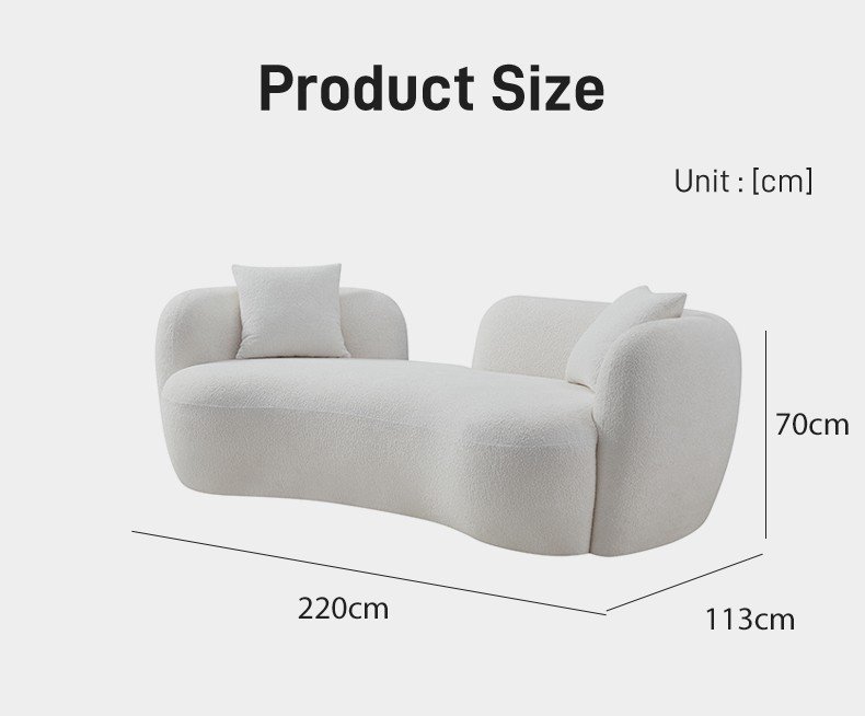 S275 Modern Italian Designer Curved Fabric Sofa High Density Foam Vacuum Compressed Space Saving Living Room Couch Set