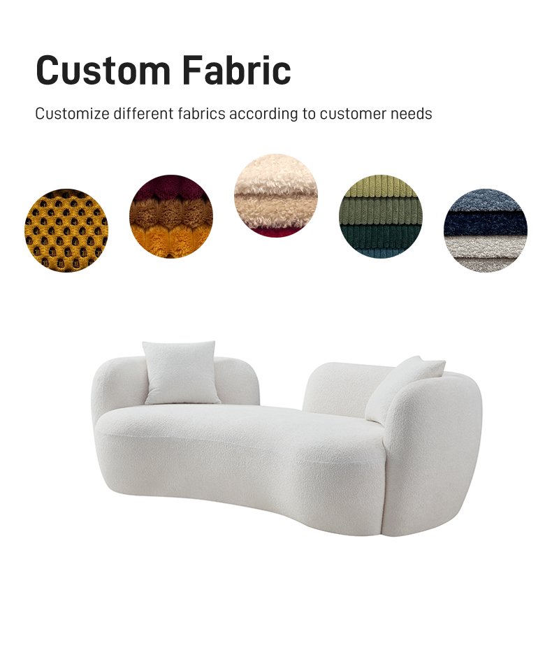S275 Modern Italian Designer Curved Fabric Sofa High Density Foam Vacuum Compressed Space Saving Living Room Couch Set