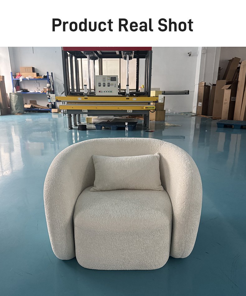S252-1 Modern Italian Designer White Boucle Armchair Arc Leisure Sofa Chair Vacuum Compression High-density Foam Chair 111