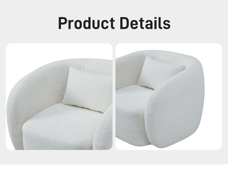 S252-1 Modern Italian Designer White Boucle Armchair Arc Leisure Sofa Chair Vacuum Compression High-density Foam Chair 111