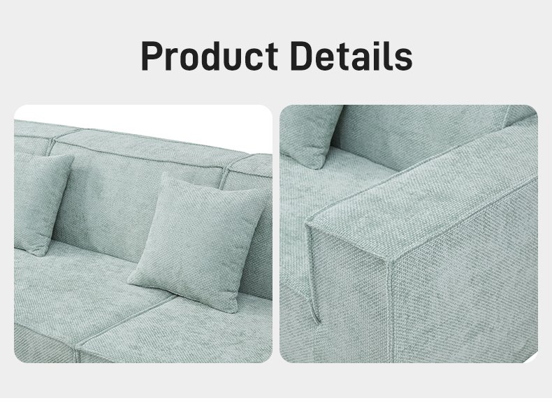 S206-L Modern Split Type Sofa, Cotton Linen Corduroy Fabric Sofa, Comfortable Living Room Seat, Vacuum Compression Soft Cushion Sofa