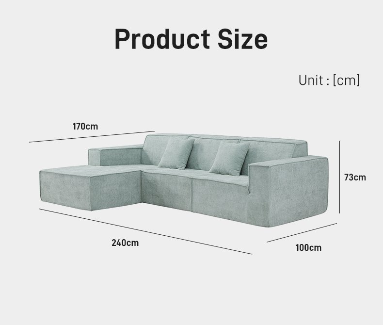 S206-L Modern Split Type Sofa, Cotton Linen Corduroy Fabric Sofa, Comfortable Living Room Seat, Vacuum Compression Soft Cushion Sofa