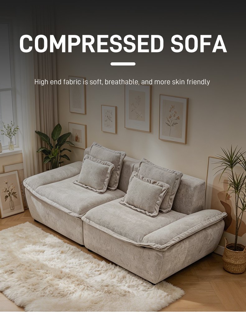 S279 Italian Minimalist Designer Fabric Sofa Vacuum Compressed Couch Space Saving Modular Living Room Seating