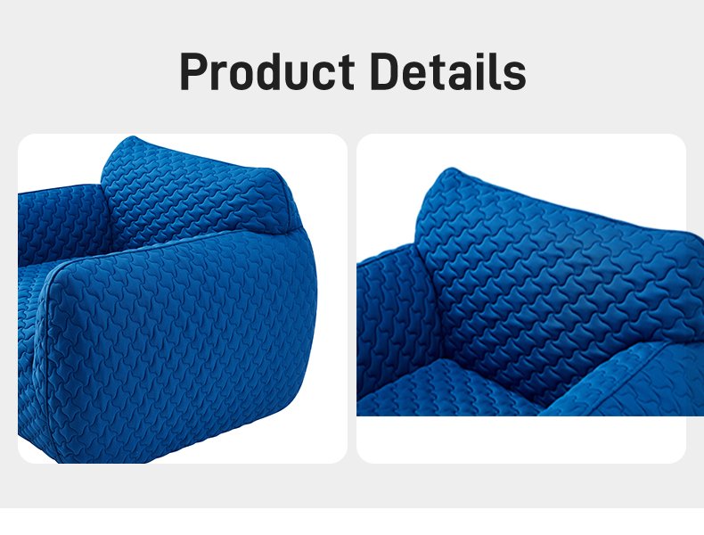 S258 Modern Italian Designer Blue Fabric Armchair Wavy Texture Tufted Leisure Sofa Chair Vacuum Compression High-density Foam Chair