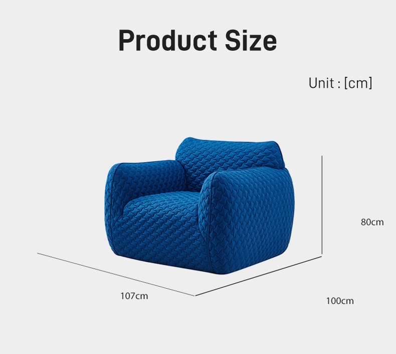 S258 Modern Italian Designer Blue Fabric Armchair Wavy Texture Tufted Leisure Sofa Chair Vacuum Compression High-density Foam Chair