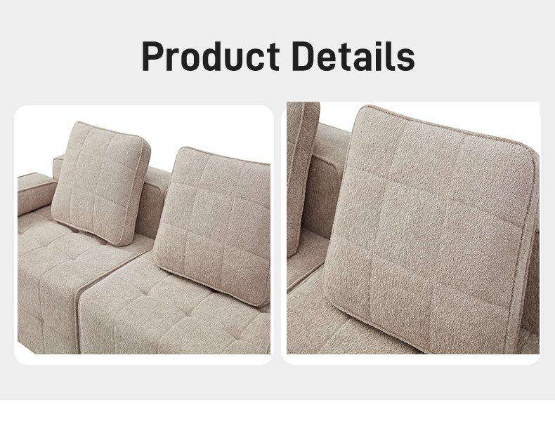 S270 Modern Italian Designer White Boucle Sofa 3 Seater Vacuum Compressed Modular Couch Space Saving Living Room Seating