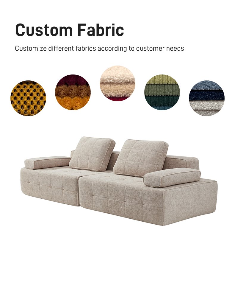 S270 Modern Italian Designer White Boucle Sofa 3 Seater Vacuum Compressed Modular Couch Space Saving Living Room Seating