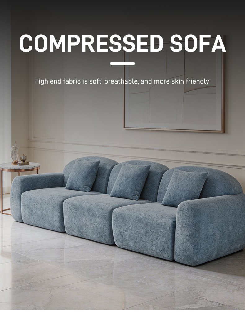 S225-3 OEM Foshan Factory Modern Fabric Sponge 3-seater Segmented Sofa Set Vacuum Packaging Compression Apartment Furniture