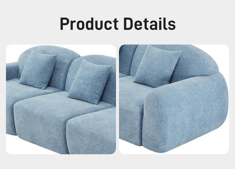 S225-3 OEM Foshan Factory Modern Fabric Sponge 3-seater Segmented Sofa Set Vacuum Packaging Compression Apartment Furniture