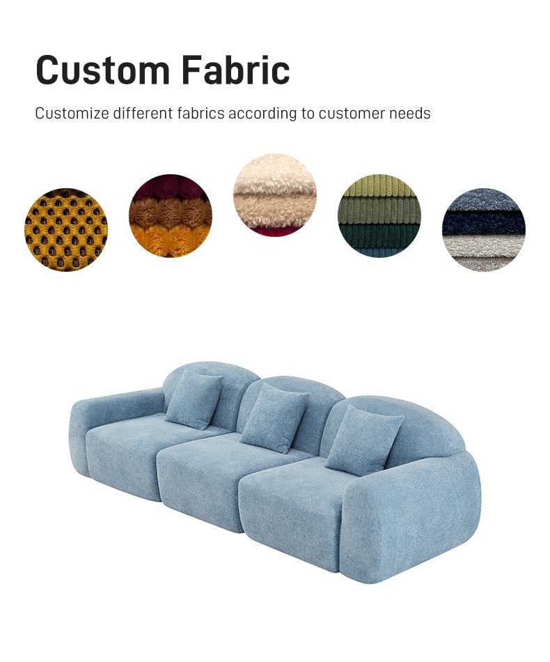 S225-3 OEM Foshan Factory Modern Fabric Sponge 3-seater Segmented Sofa Set Vacuum Packaging Compression Apartment Furniture