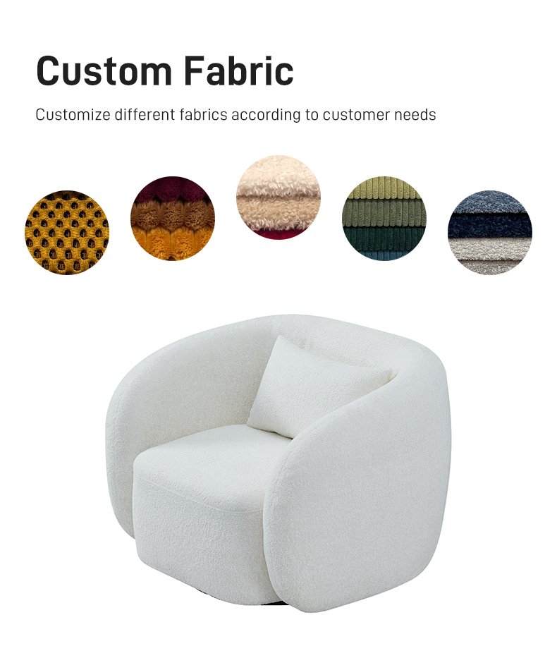 S252-1 Modern Italian Designer White Boucle Armchair Arc Leisure Sofa Chair Vacuum Compression High-density Foam Chair