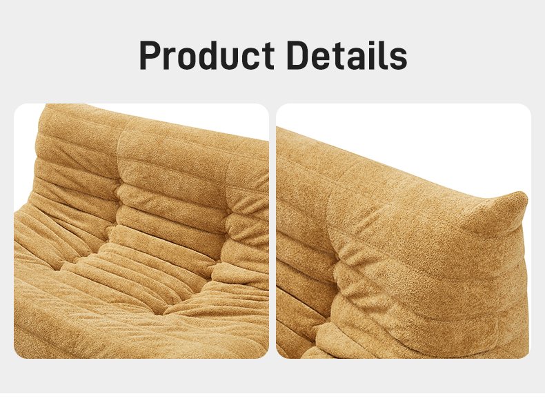 S212-2 Modern Italian Designer Caterpillar Fabric Couch 2 Seater Vacuum Compressed High Density Foam Living Room Seating