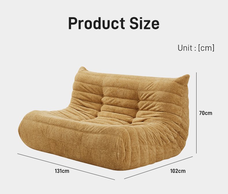 S212-2 Modern Italian Designer Caterpillar Fabric Couch 2 Seater Vacuum Compressed High Density Foam Living Room Seating