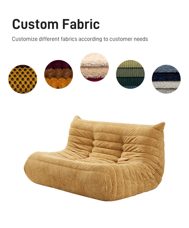 S212-2 Modern Italian Designer Caterpillar Fabric Couch 2 Seater Vacuum Compressed High Density Foam Living Room Seating