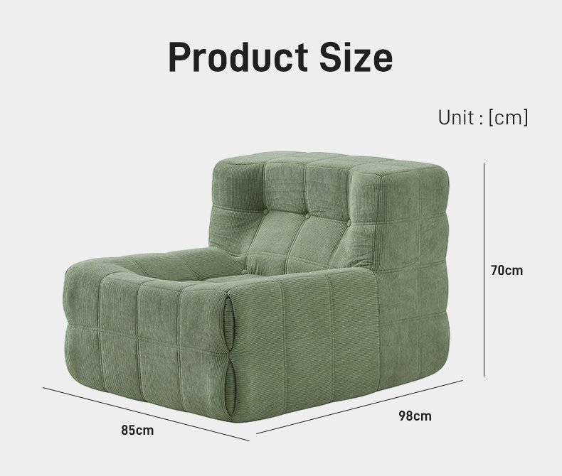S217-1 Modern Italian Designer Green Corduroy Fabric Armless Chair Modular Single Seat Sofa Vacuum Compression High-density Foam Seat