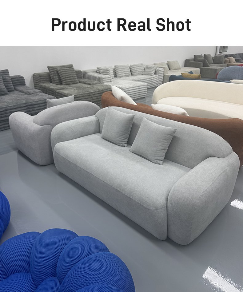 S273-3 Modern Italian Designer Grey Fabric Sofa 3 Seater Modular Loveseat Vacuum Compressed Space Saving Furniture