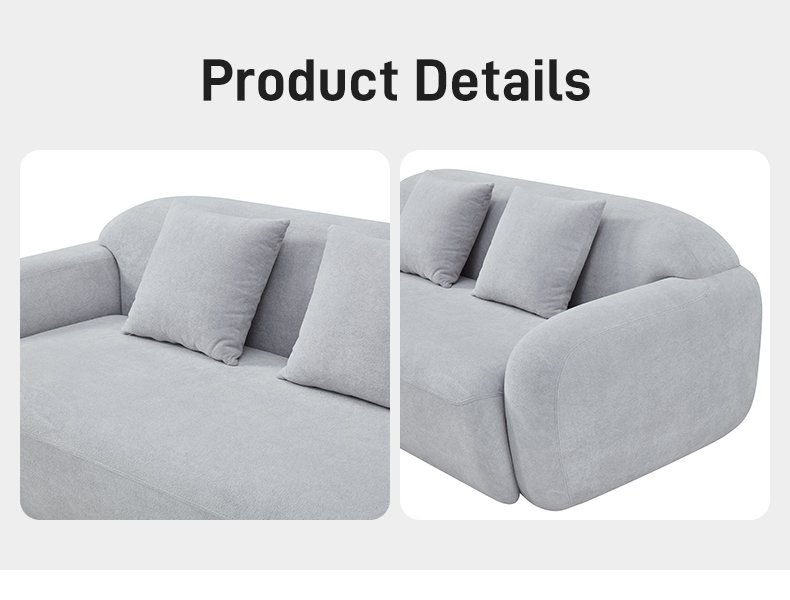 S273-3 Modern Italian Designer Grey Fabric Sofa 3 Seater Modular Loveseat Vacuum Compressed Space Saving Furniture