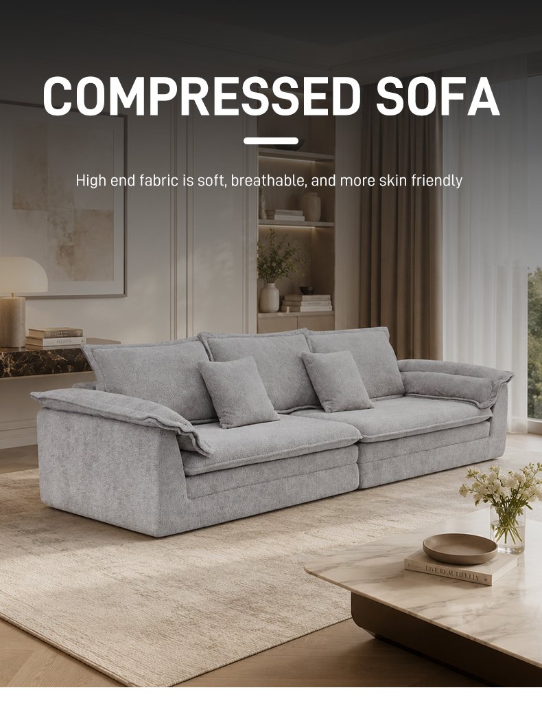 S276-4 Modern Italian Minimalism 4-seater Fabric Sofa Deep Seat Modular Sofa Vacuum Compression Space Saving Living Room Furniture