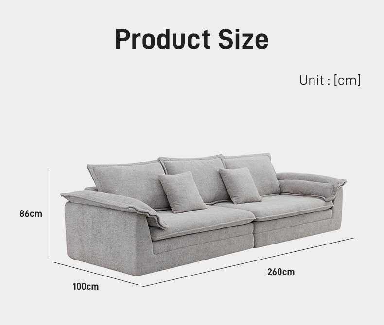 S276-4 Modern Italian Minimalism 4-seater Fabric Sofa Deep Seat Modular Sofa Vacuum Compression Space Saving Living Room Furniture