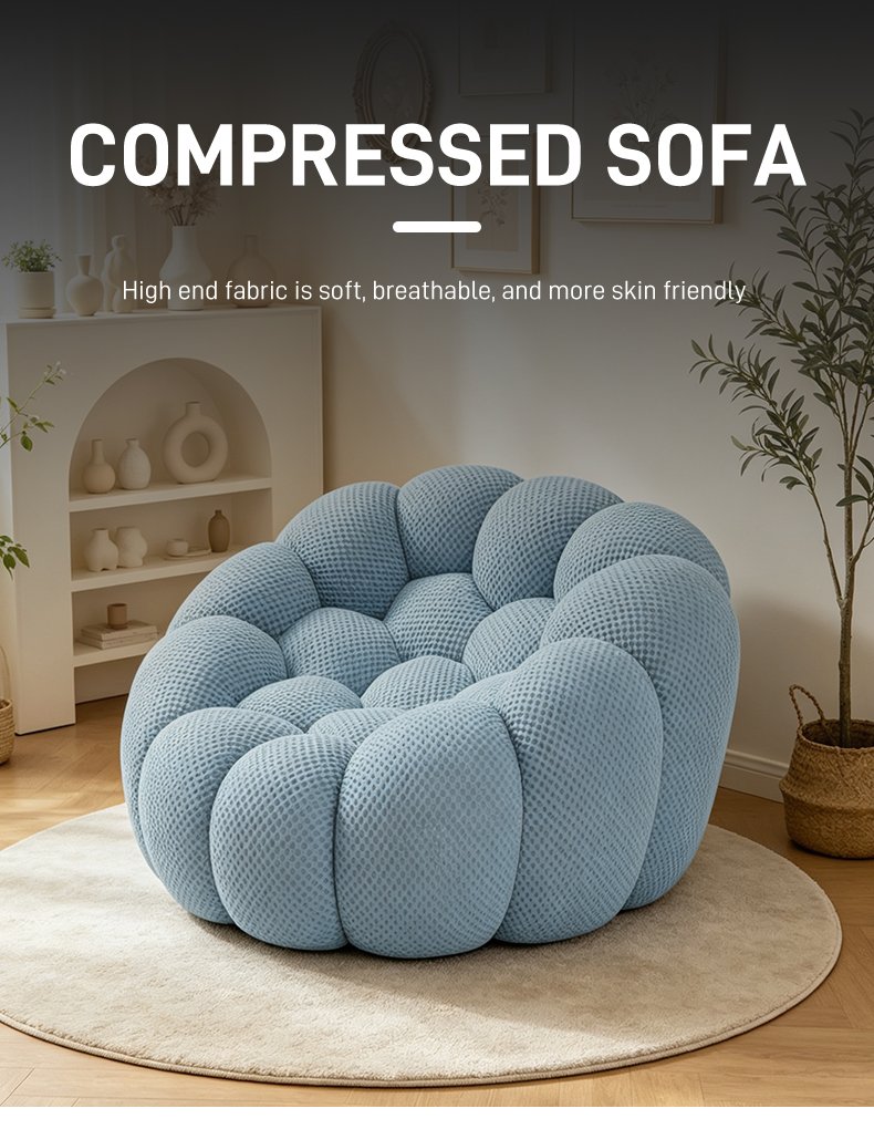 S230-1 Modern Italian Designer Blue Bubble Armchair Upholstered Fabric Lounge Chair Vacuum Compressed High Density Foam Seating