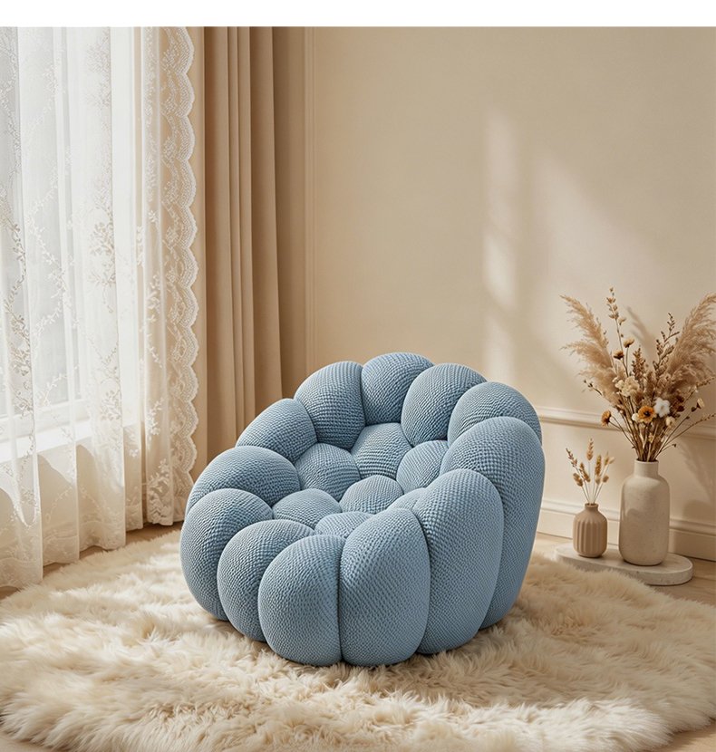 S230-1 Modern Italian Designer Blue Bubble Armchair Upholstered Fabric Lounge Chair Vacuum Compressed High Density Foam Seating