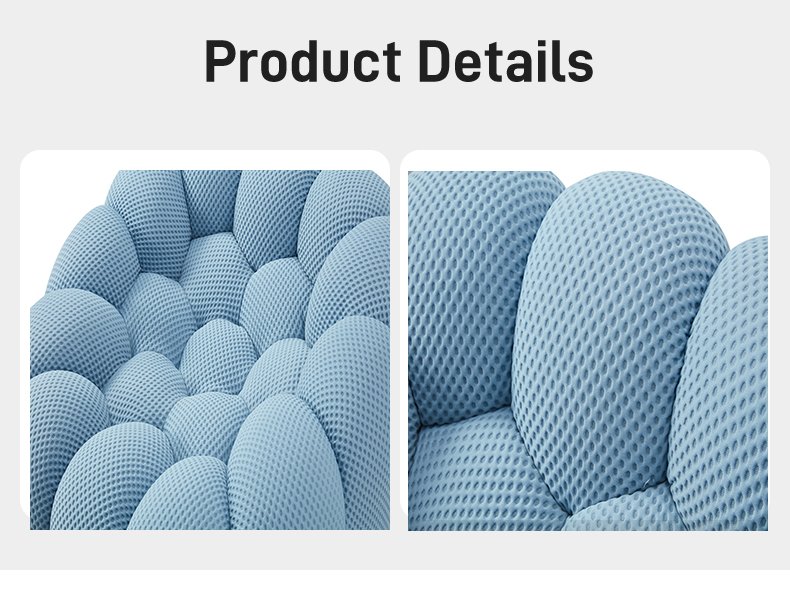 S230-1 Modern Italian Designer Blue Bubble Armchair Upholstered Fabric Lounge Chair Vacuum Compressed High Density Foam Seating