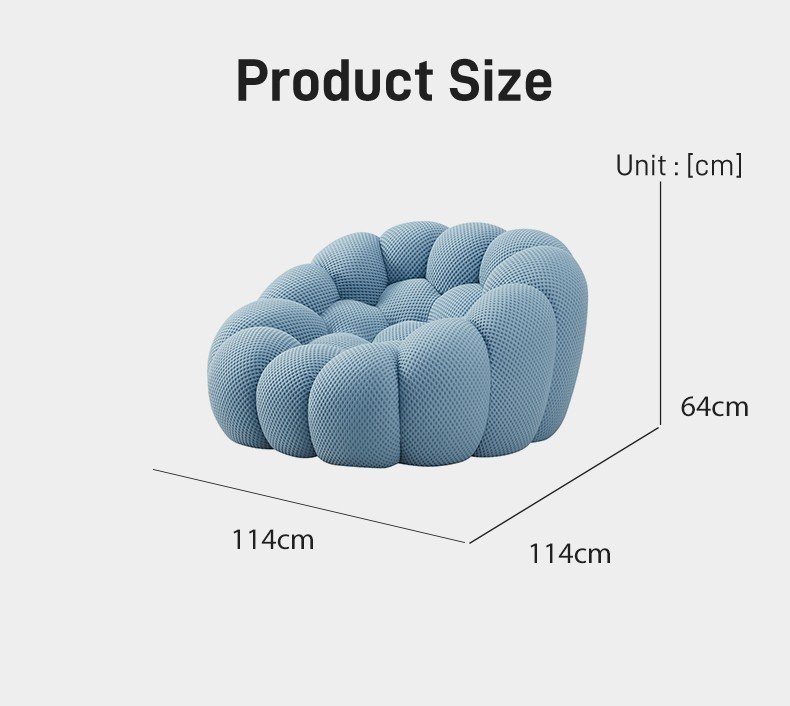 S230-1 Modern Italian Designer Blue Bubble Armchair Upholstered Fabric Lounge Chair Vacuum Compressed High Density Foam Seating