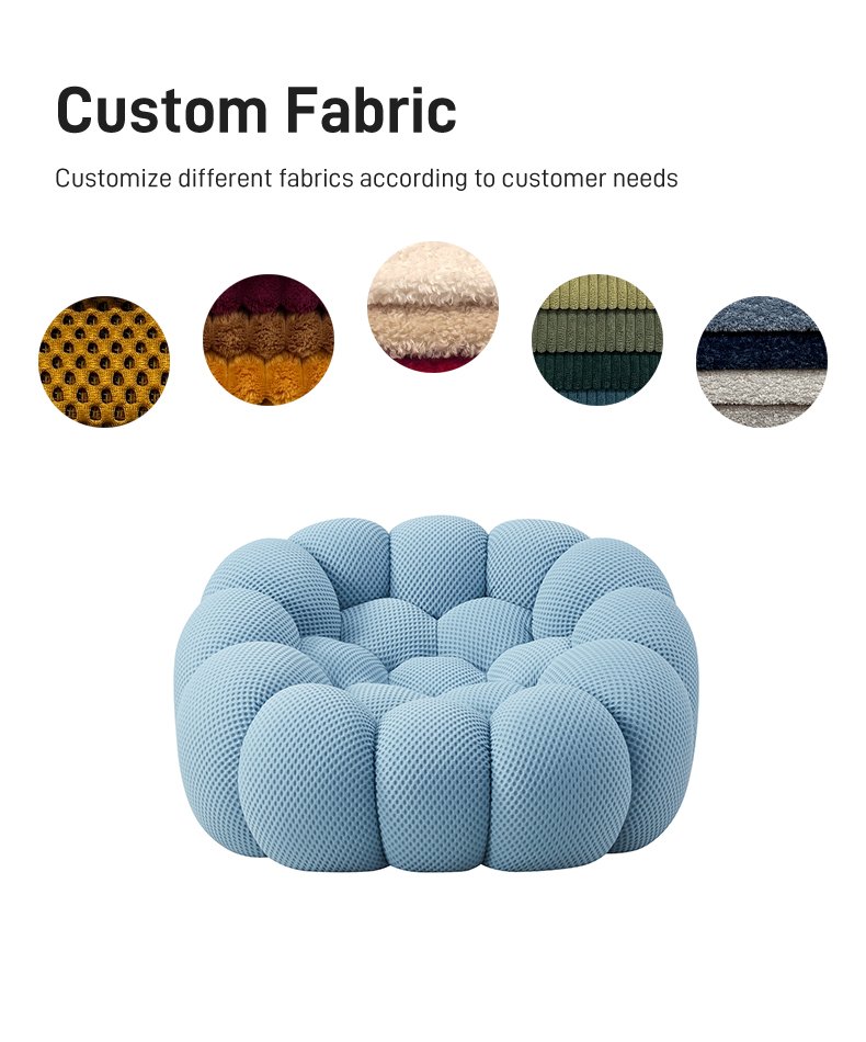 S230-1 Modern Italian Designer Blue Bubble Armchair Upholstered Fabric Lounge Chair Vacuum Compressed High Density Foam Seating