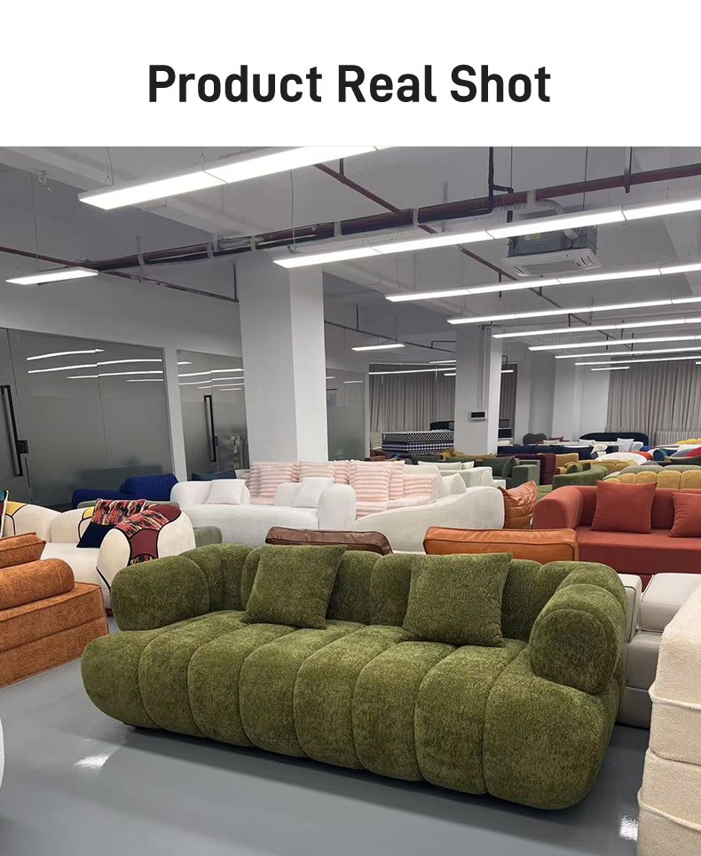 S275-3 Modern Italian Designer Modular Fabric Sofa Green Sectional Couch with Puffer Design Vacuum Compressed Space Saving Furniture