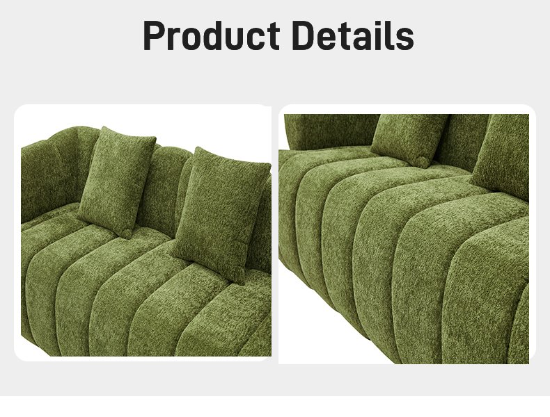 S275-3 Modern Italian Designer Modular Fabric Sofa Green Sectional Couch with Puffer Design Vacuum Compressed Space Saving Furniture