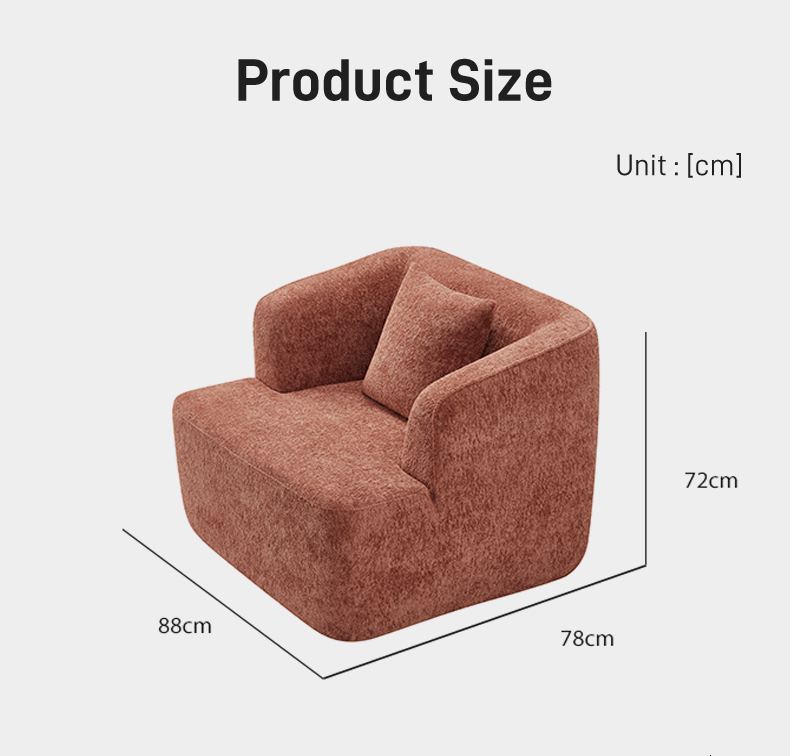 S229 Modern Italian Designer Rust Red Fabric Armchair Single Seater Lounge Chair Vacuum Compressed Space Saving Furniture