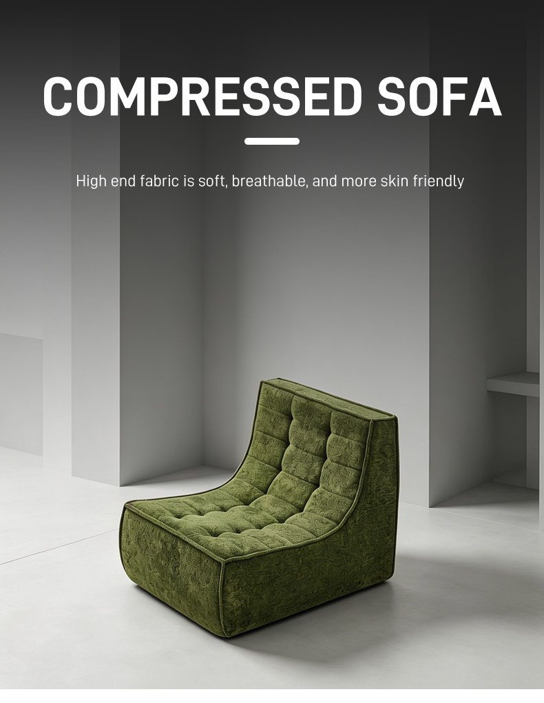 S267 Modern Green Fabric Modular Armless Leisure Sofa Chair Living Room Vacuum Compression High-density Foam Chair