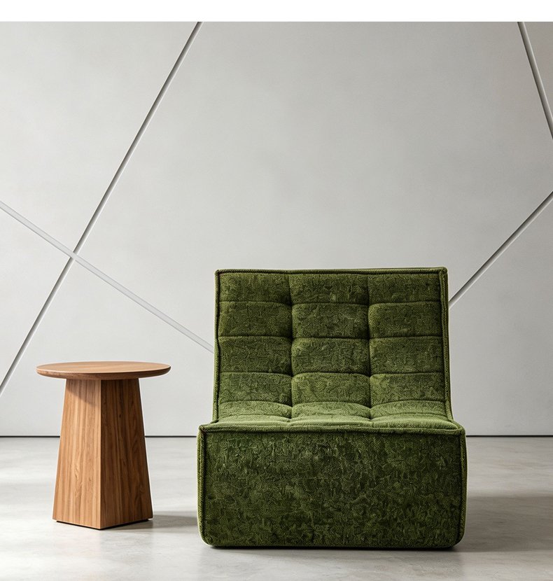 S267 Modern Green Fabric Modular Armless Leisure Sofa Chair Living Room Vacuum Compression High-density Foam Chair