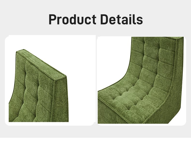 S267 Modern Green Fabric Modular Armless Leisure Sofa Chair Living Room Vacuum Compression High-density Foam Chair
