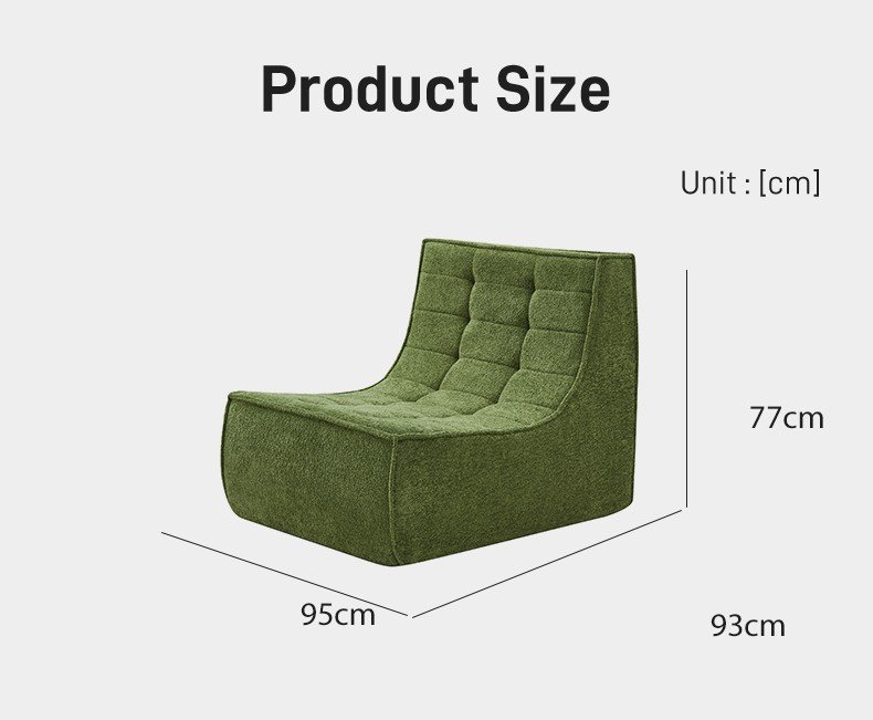 S267 Modern Green Fabric Modular Armless Leisure Sofa Chair Living Room Vacuum Compression High-density Foam Chair