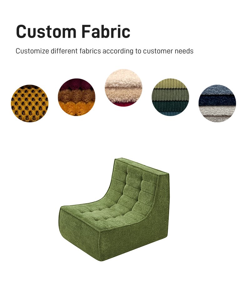 S267 Modern Green Fabric Modular Armless Leisure Sofa Chair Living Room Vacuum Compression High-density Foam Chair